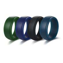 4 Packs Men's Silicone Rings Wedding Band Rubber Ring Fit Size 7-14, Comfortable, Durable & Stylish For Active Lifestyles 8mm Wide 2mm Thick