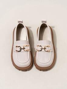 1 par de mocasines planos ligeros y sencillos para niñas, estilo princesa británico, para todas las estaciones - Albaricoque - Ver 4
