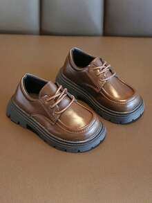 1 双男童软底防滑时尚乐福鞋，百搭英伦风小皮鞋，适合春秋季 - 棕色 - 查看 13