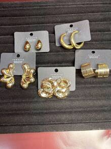 Conjunto * 5 pares de brincos modernos, adequados para uso casual, trabalho, festas noturnas e férias.