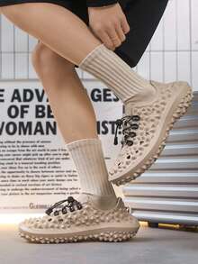 Men's Slip On EVA(Ethylene-Vinyl Acetate) Solid Color Pineapple Holes Summer Sandals, Anti-Slip Outdoor Slippers - Khaki - View 4