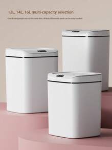 1pc 12L/14L/16L Smart Sensor Trash Can, Automatic Lid Garbage Bin, Infrared Sensor Opening, Waterproof & Odor-Proof Plastic Storage Box, Powered By 2 AA Batteries (Not Included), Suitable For Kitchen, Office, Living Room, Bathroom, Bedroom Home Bathroom Decor Bathroom Organizer Fall Decor Back To School