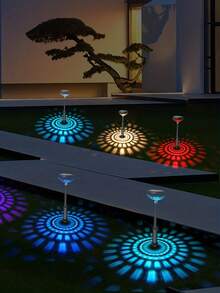 2/4/6pcs Bright Solar Pathway Lights ,Color Changing+Warm White LED Solar Lights Outdoor,Solar Path Lights,Solar Powered Garden Lights For Walkway Yard Backyard Lawn Landscape Decorative - Warm Light + Color Light - View 10