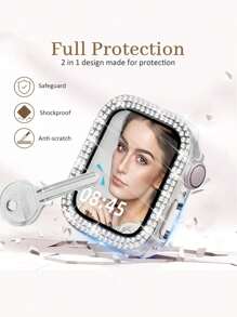 3 In 1 Bling Case With HD Screen Protector Compatible With Apple Watch 40mm 41mm 42mm 44mm 45mm 46mm Diamond Glitter Protective Face Cover PC Frame Protector Overall Protective Glass Jewelry Bumper Face Cover Case Crystal Tempered Glass For Apple Watch Series 10/9/8/7/6/5/4/3/2/1/SE Women, Rhinestone Face Cover Women For Apple Watch Accessories Surace Compatible With Apple Watch Series 10 9 8 7 6 5 4 3 2 1