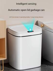 1pc 12L/14L/16L Smart Sensor Trash Can, Automatic Lid Garbage Bin, Infrared Sensor Opening, Waterproof & Odor-Proof Plastic Storage Box, Powered By 2 AA Batteries (Not Included), Suitable For Kitchen, Office, Living Room, Bathroom, Bedroom Home Bathroom Decor Bathroom Organizer Fall Decor Back To School