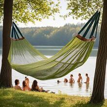 Hamac d'extérieur, hamac en maille super doux et respirant, fabriqué en nylon rafraîchissant, convient pour l'intérieur, le balcon, le patio, le jardin, le camping, le trekking - Multicolore - Voir 7