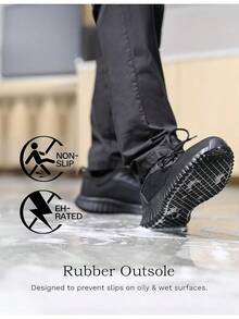 Men's Non Slip Work Shoes Walking Black & Lightweight Food Service Chef Kitchen Restaurant Resistant Sneakers