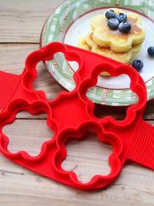 1PC Pancake Molds Silicone Baking Mould Egg Maker Pancake Egg Ring Nonstick Silicone Round Egg Rings (Red 7/4 Holes) - Multicolor - View 10