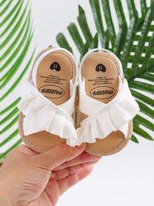 Infant/Toddler Girls' Flower Soft Bottom Sandals, Suitable For Newborns, Pre-Walkers, Crib Shoes - White - View 3