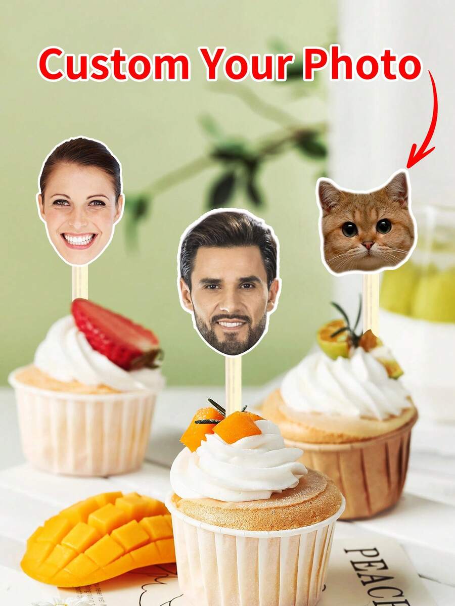 3-48 cái topper cupcake in mặt tùy chỉnh, trang trí tiệc sinh nhật, topper bánh cưới, topper bánh kim tuyến, tiệc độc thân, tốt nghiệp 2026 - phong cách A - Xem 1