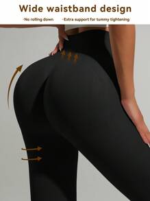 1 Piece Women's Black Solid Color Seamless Lift Bottoms, Peach Hip-Shaping Yoga Fitness Pants, Sports Trousers For Daily Casual Wear, High Price, Stable, Comfortable, Simple And Professional