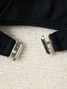 新品欧美纯色度假比基尼套装时尚黑白拼色性感泳装适合海滩、音乐节、夜店