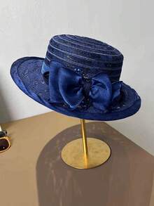 1 chiếc mũ đi nhà thờ thanh lịch dành cho nữ, mũ dạ hội có nơ Organza, thích hợp cho tiệc tùng, dạo phố, công sở, mùa xuân/hè, mũ chống nắng thời trang khi đi du lịch, sự kiện và kỳ nghỉ - A - Xem 15