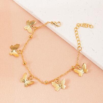 1pc Sweet Nature-Inspired Butterfly Charm Bracelet For Kids, Suitable For Everyday Wear