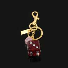 1pc Luxury Pink Dice Pendant, Creative Retro Crystal Epoxy English Letter Keychain, Student Girl Bag Charm, Mother's Day Gift, Funny Party Favor, Fashion Unisex Game Prize - Pink - View 2