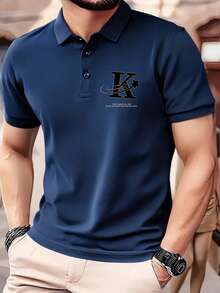 男士男友风格轻盈透气休闲跑步、健身、高尔夫短袖 Polo 衫 T 恤，夏季 - 藍色 - 查看 6