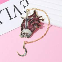 1/3pcs Gothic Metal Bookmarks, Unique Gold Edged Designs - Heart Of Life, Sword, Skull, Valuable Collectibles, Gift For Fantasy Enthusiasts, Book Lovers, Sickle Pendant For Gothic Fans, Holiday Gift For Women & Teenagers