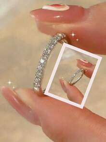 1pc Fashionable Light Purple Open Ring, Unique Creative Design, Best Valentine's Day Gift - Silver Purple - View 6