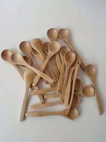 1/10/20 piezas Cucharas de bambú de mango largo, cucharas de sopa redondas pequeñas, cucharas de café, cucharas para miel y condimentos, adecuadas para café en casa, cocina creativa, cocinas, regalos de Navidad, útiles escolares