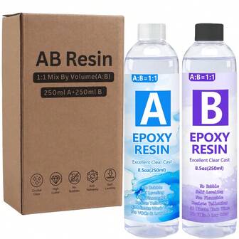 1:1 AB Kristallklart epoxihartssats, 240ml/500ml/1000ml epoxihartslim, självutjämnande, bubbelfritt, UV-beständigt, för DIY-beläggning, smyckesgjutning, konstskapande, flodbordstillverkning, lämplig för nybörjare och hantverkare