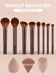 15pcs/13pcs/11pcs/8pcs/6pcs Makeup Brush Set Including Powder Brush, Blush Brush, Highlighter Brush, Eyeshadow Brush, Lash Brush, Eyeliner Brush, Angled Makeup Sponge, Round Makeup Sponge, Round Powder Puff, Triangle Makeup Sponge, Triangle Powder Puff, Makeup Blender Sponge For Powder And Liquid Foundation,Brush Set,Makeup Brush Kit,Make Up Brush Set,Make Up Set Complete,Makeup Brush Set,Complete Makeup Kit,Brush Kit,Brushes Makeup Set,Makeup Gift Set,Set