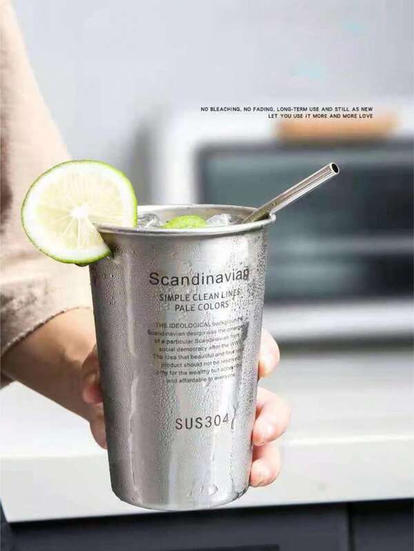 1 pieza Taza de cerveza de acero inoxidable de pared simple, vaso para bebida fría de verano