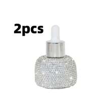 1.01oz Bling Crystal Glass Dropper Bottle, Pink Sparkling Refillable Perfume Vial, Lotion Dispenser, Aromatherapy Oil Bottle, Cosmetic Sample Container, Travel Essential, Portable Accessories Storage