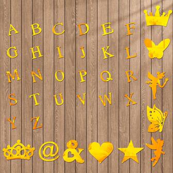 [26-Letter Set]Single-Piece Letter Wall Decal, Self-Adhesive Mirrored Acrylic Letters For Home Decor - Gold, Silver, Black, Rose Gold | 10cm, 15cm, 20cm | Waterproof Peel-And-Stick Wall Art | DIY Room Decor | Bohemian Style For Bathroom, Bedroom, Living Room | Reusable Metal Wall Decals With Foam Backing