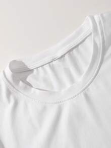 Men Street Style Text & Graphic Pattern Loose Fit Brown Short Sleeve T-Shirt - White - View 3