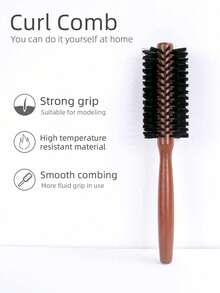 1支尼龙卷发棒，沙龙造型滚轮梳，家用圆梳，女士美发造型梳，直发卷发两用 - 彩色 - 查看 5