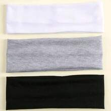 3条装女士宽版舒适弹力发带，适合瑜伽、运动、户外活动，颜色有深灰、浅灰和黑色可选，秋冬季发带，女士度假装扮必备，时尚头巾，女士围巾 - 彩色 - 查看 12