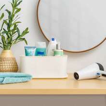 Small Plastic Storage Organizer Basket, White - 1 - View 3