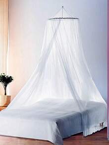 1pc White Bed Canopy With Hanging Hook - Universal Mosquito Net For Double/Queen Beds, Kids' Nursery & Master Bedroom Decor, 360° Insect Protection For Baby, Kids & Adults, Boho Wedding Canopy Curtains (Summer Bedding Accessories) - White - View 7
