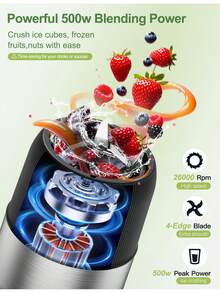 2-In-1 Multipurpose Blenders For Smoothies With 22oz No-BPA Portable Bottle, Coffee/Spices Jar Bottle For Grinder, New - Black - View 3