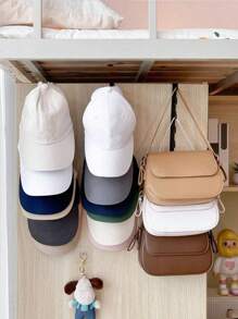 2 pièces Organisateur de casquette pour casquettes de baseball, portant à chapeau en métal pour placard, organisateur de chapeau monté au mur, support de rangement en fer avec 6 crochets, support de rangement multifonctionnel, portant à chapeau par-dessus la porte, support de rangement pour sac, organisateur d'armoire, convient pour tous les types et tailles de chapeaux, chambre à coucher, dortoir