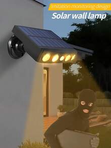 1 件装太阳能安全 4 个 LED 灯户外装饰传感器运动 3 种照明模式街道防水灯内置 18650 锂电池壁灯夜间工作灯适用于花园 - 彩色 - 查看 3
