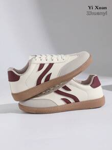 Pair Women's Outdoor Casual Sports Shoes, Metal Buckle Decor, Faux Leather, Lace-Up, Comfortable, Fashionable, New For Fall 2025