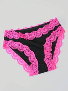 3Pcs/Set Women's Sexy Lace Cotton Underwear Briefs Soft Breathable Panties For Woman - Multicolor - View 4