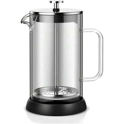 1PC French Press Coffee Maker, Double Wall Insulated Borosilicate Glass Carafe, Dishwasher Safe Stainless Steel Filter/Plunger Assembly, Removable Silicone Base, Easy To Clean Coffee Press Household Espresso Maker Pot Kettle Set Milk Bubbler Stylish For Home Office Party Manual Espresso & Tea Brewer Pot For Home & Office - Stylish And Easy To Clean Coffee Kettle For Brews Back To School