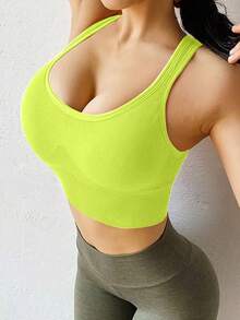 瑜伽运动文胸 无钢圈健身上衣 交叉背心 运动聚拢文胸 防震跑步内衣 春季 - 橄欖綠 - 查看 7
