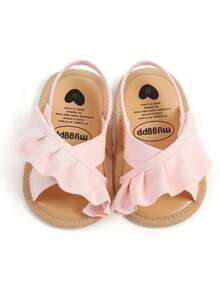 Sandalias de flores con suela suave para bebés/niños pequeños, adecuadas para recién nacidos, pre-caminantes, zapatos de cuna - Rosa - Ver 6