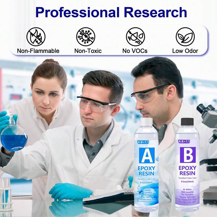 1:1 AB Crystal Clear Epoxy Resin Kit, 240ml/500ml/1000ml Epoxy Resin Glue, Self-Leveling, Bubble-Free, UV-Resistant, For DIY Coating, Jewelry Casting, Art Creation, River Table Making, Suitable For Beginners And Craftsmen - Multicolor - View 2