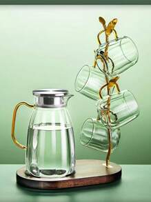 1pc Luxury Glass Cold Water Pot Set,Household High Temperature Boiling Water & Iced Tea Glass Kettle, Cucumber Shaped Water Pitcher