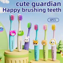 6支卡通可爱儿童牙刷，适合3-6岁儿童 - 混色 - 查看 6