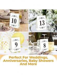 1 Set Of Tent Style Wedding Seat Cards, Table Numbers 1-20, Independent Standing Table Cards - White - View 7