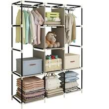 Closet Armable, Armario Organizador, Rack Organizador con Lona Anti-Polvo, Para Ropa, Bolsas y Zapatos, Fácil de Armar, Compacto, Para Habitación - Marrón - Ver 4