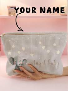 1pc Customized Text Toiletry Bag, Large Capacity Storage Pouch, Suitable For Travel And Daily Use, Personalized, Fashionable, Casual, Cute, Suitable For Children And Teenagers, Print Your Own Name Or Gift To Your Sister And Classmates