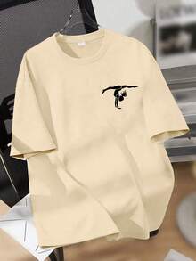 Tween Girl Cute Sunshine Dancer Yoga Slogan Printed Short Sleeve Pullover T-Shirt, New For Spring/Summer - Apricot - View 2