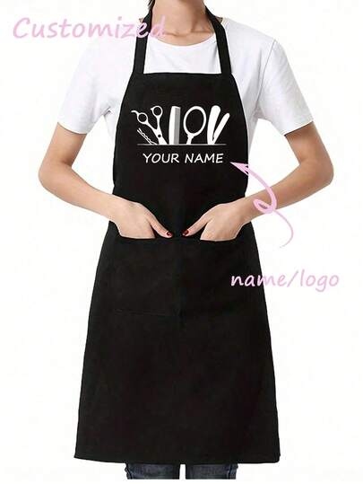 1 pezzo Grembiule nero personalizzato per parrucchiere, regalo ideale per lui, lei, fidanzato, fidanzata, papà, mamma, famiglia, amici per anniversari, San Valentino, Festa della Mamma, compleanni, Festa del Papà, laurea, matrimoni, Natale, inaugurazione casa, stampa grafica, tessile per la casa, atmosfera natalizia, traspirante, morbido