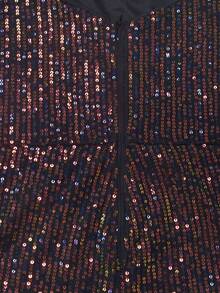 Sexy Backless Deep V Long Sleeve Faux Feather Mesh Patchwork Sequins Jumpsuits Shorts For Women Glitter Birthday Party Graduation Outfit